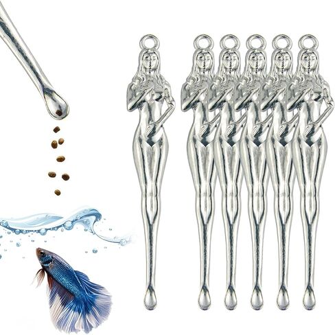 Betta Food Spoon Mini - Tiny Feeding Tool Holds 6-10 Fish Food Pellets Per Scoop, Prevent Overfeeding & Easy Clean Aquarium Tool,Betta Fish Tank Accessories,6 Pcs, Silver in Kuwait