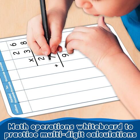 24 Pack Long Division Whiteboard for Kids Teaching Multiplication Double-Sided Cardboard Board Division Chart Portable Math Manipulatives Whiteboard Educational Tools for Students Classroom 12" x 9" in Kuwait