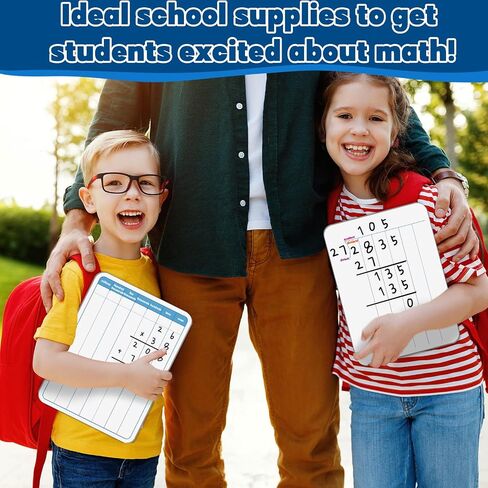 24 Pack Long Division Whiteboard for Kids Teaching Multiplication Double-Sided Cardboard Board Division Chart Portable Math Manipulatives Whiteboard Educational Tools for Students Classroom 12" x 9" in Kuwait