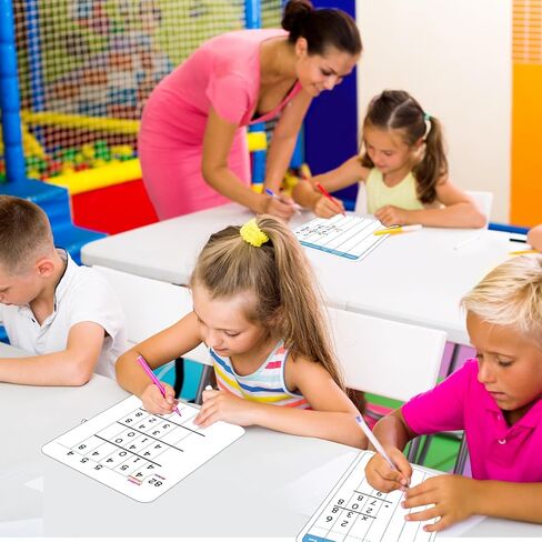 24 Pack Long Division Whiteboard for Kids Teaching Multiplication Double-Sided Cardboard Board Division Chart Portable Math Manipulatives Whiteboard Educational Tools for Students Classroom 12" x 9" in Kuwait