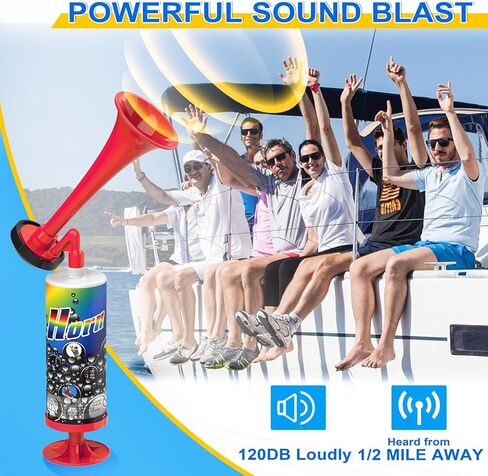 Air Horn, Handheld Signal Boat Horn Bear Horn Self Defense, Portable Super Loud Noise Makers Air Pump Sports and Marine Signal Safety Alarm Horns for Boating, Hiking, Sports Events (Red, 2PCS) in Kuwait