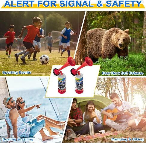 Air Horn, Handheld Signal Boat Horn Bear Horn Self Defense, Portable Super Loud Noise Makers Air Pump Sports and Marine Signal Safety Alarm Horns for Boating, Hiking, Sports Events (Red, 2PCS) in Kuwait
