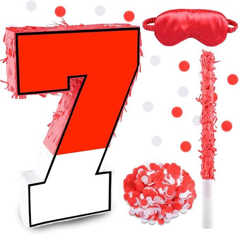 16 بوصة اللون الأحمر والأبيض 6 بيناتا ، بيناتا عيد ميلاد مع 16 بوصة piñata عصا عصا العصا عظمى لها للأطفال زخارف حفلة عيد الميلاد السادسة in Kuwait