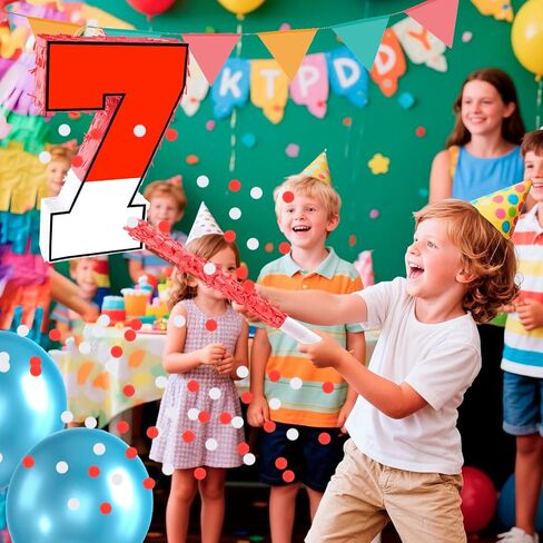 16 بوصة اللون الأحمر والأبيض 6 بيناتا ، بيناتا عيد ميلاد مع 16 بوصة piñata عصا عصا العصا عظمى لها للأطفال زخارف حفلة عيد الميلاد السادسة in Kuwait
