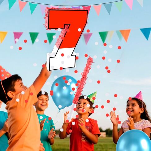 16 بوصة اللون الأحمر والأبيض 6 بيناتا ، بيناتا عيد ميلاد مع 16 بوصة piñata عصا عصا العصا عظمى لها للأطفال زخارف حفلة عيد الميلاد السادسة in Kuwait