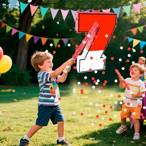 16 بوصة اللون الأحمر والأبيض 6 بيناتا ، بيناتا عيد ميلاد مع 16 بوصة piñata عصا عصا العصا عظمى لها للأطفال زخارف حفلة عيد الميلاد السادسة in Kuwait