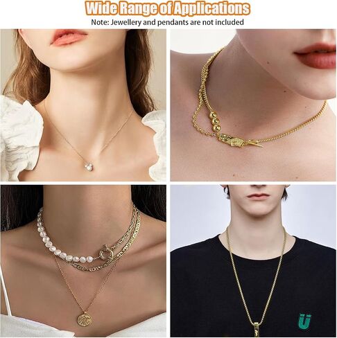 Fesorsi Gold Chain for Jewelry Making, 65ft 8 Style Steel Jewelry Chain, Electroplating Process, for DIY Necklace Chains, Tassel Pendants, with Jump Ring, Lobster Clasp, Pliers in Kuwait