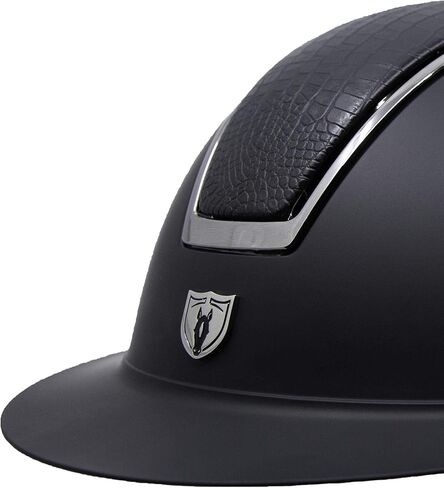 خوذة ركوب الخيل من Tipperary - وندسور - ملابس ركوب الخيل الواقية على الطراز الإنجليزي - ملاءمة قابلة للتخصيص وتهوية تبريد - كروم أسود - حافة عريضة - S in Kuwait