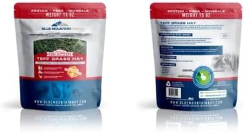 القش الجبل الأزرق | طازجة Teff Grass Hay (15 أونصة) | منخفض NSC ، ألياف عالية ، إدارة الوزن الصحي | غذاء الحيوانات الأليفة على ارتفاع عالية للأرانب وخنازير غينيا والشينشيلات والهامستر والحيوانات الأليفة الصغيرة الأخرى in Kuwait