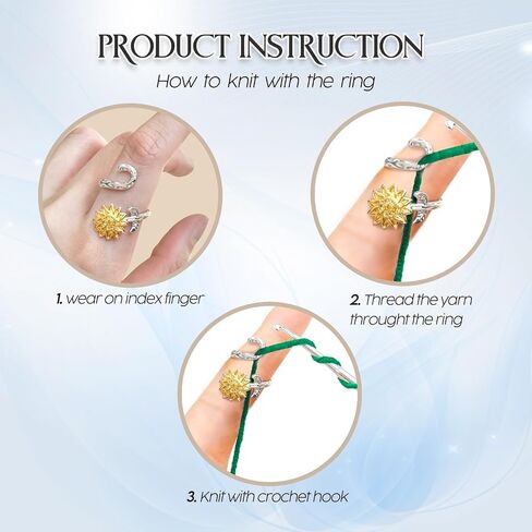 Adjustable Crochet Yarn Tension Rings for Crochet, Finger Yarn Guide Rings Knitting Crochet Accessories with Box for Women in Kuwait