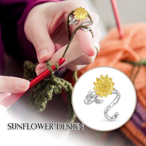 Adjustable Crochet Yarn Tension Rings for Crochet, Finger Yarn Guide Rings Knitting Crochet Accessories with Box for Women in Kuwait