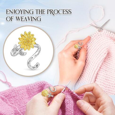 Adjustable Crochet Yarn Tension Rings for Crochet, Finger Yarn Guide Rings Knitting Crochet Accessories with Box for Women in Kuwait