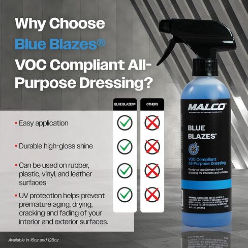 Malco Blue Blazes VOC Compliant All-In-One Car Conditioner – Protects & Preserves Leather, Rubber, Plastic, & Vinyl Surfaces/Produces a Durable, High-Gloss Shine/Pleasant Fragrance/22 Oz. (127222) in Saudi Arabia