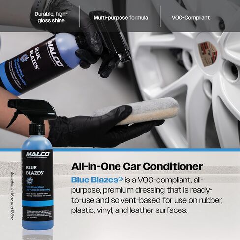 Malco Blue Blazes VOC Compliant All-In-One Car Conditioner – Protects & Preserves Leather, Rubber, Plastic, & Vinyl Surfaces/Produces a Durable, High-Gloss Shine/Pleasant Fragrance/22 Oz. (127222) in Saudi Arabia