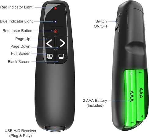 Clicker PowerPoint Presentation Wireless Presenter Remote, Laser Pointer for Computer Clickers, USB C A Project Power Point PPT Clicker for Mac Laptop Office, Slideshow Google Slide Advancer in Saudi Arabia