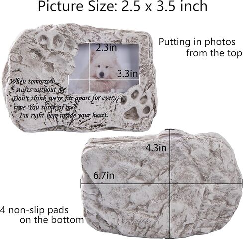 3 × 4 إطار صورة ، إطار تذكاري للكلاب ، باو تصميم طباعة باو ، إطار صورة للحيوانات الأليفة للكلاب التذكارية ، إطار منحوت يدويًا مع دعم مخملي ، وقف ، خطاف الجدار ، أفضل هدية التعاطف in Kuwait