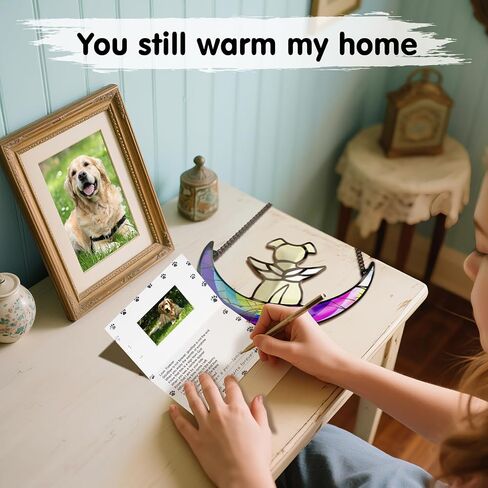 Stained Glass Dog Memorial Gifts,Dog Angel Memorial Suncatcher,Pet Memorial Gifts for Dogs,Rainbow Bridge Loss of Dog Sympathy Gifts with Card,Idea for Dog Lovers in Kuwait