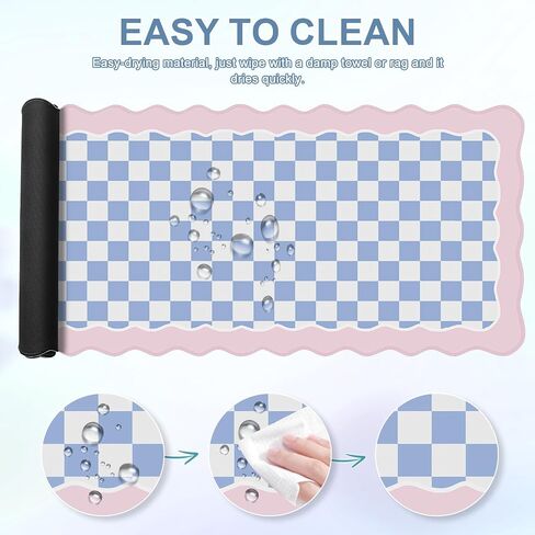 iCasso Pink Mouse Pad,Cute Desk mat Design with Irregular Edges,Extended Large Gaming Mousepad XXL,Soft Lycra Surface Keyboard Mat 15.7X35.4 Inches, Non-Slip Rubber Base Desk Pad for Home Office in Saudi Arabia