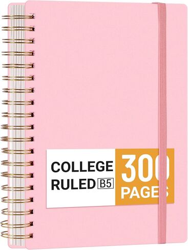 Yoment Spiral Notebook Journal 300 Pages Large Spiral Notebook B5 (7.3"x10") College Ruled Journals for Women Men Thick Spiral Bound Journal for Writing Work School, Pink in Kuwait
