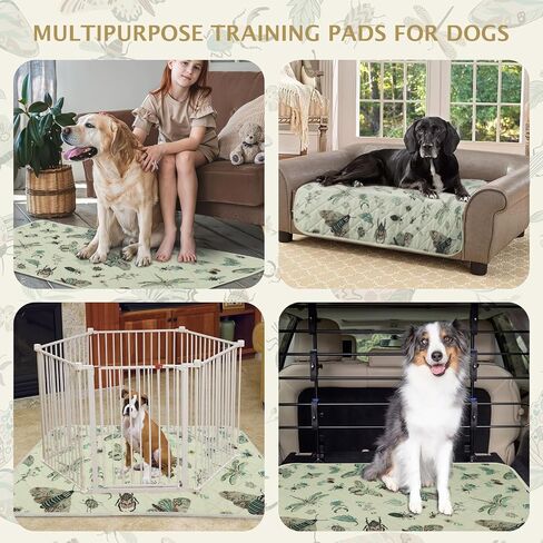 IEUUMLER Washable Pee Pads for Dogs, 2 Pack Insect Pattern Reusable Waterproof Puppy Potty Pads, Non-Slip Absorbent Pet Training Pads for Playpen Crate Bed EU014 in Kuwait