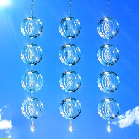 3D Wind Spinners Outdoor Flowing-Light Effect Courtyard Decorations, Highly Reflective Bird Deterrents for Outside, Mirrored Wind Sculptures to Scare Birds Away from Yard Patio Farm in Saudi Arabia