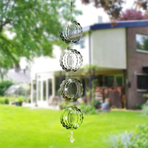 3D Wind Spinners Outdoor Flowing-Light Effect Courtyard Decorations, Highly Reflective Bird Deterrents for Outside, Mirrored Wind Sculptures to Scare Birds Away from Yard Patio Farm in Saudi Arabia