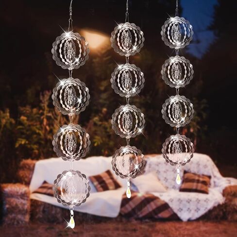 3D Wind Spinners Outdoor Flowing-Light Effect Courtyard Decorations, Highly Reflective Bird Deterrents for Outside, Mirrored Wind Sculptures to Scare Birds Away from Yard Patio Farm in Saudi Arabia