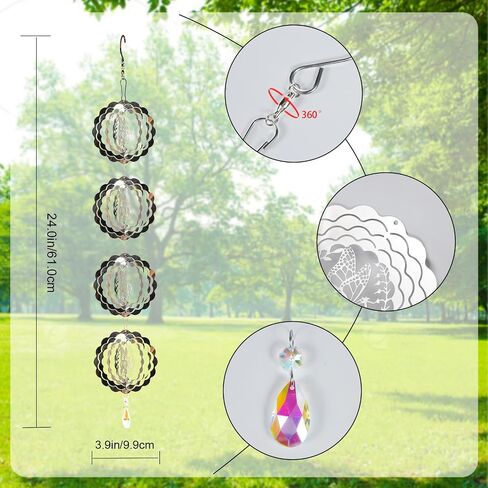 3D Wind Spinners Outdoor Flowing-Light Effect Courtyard Decorations, Highly Reflective Bird Deterrents for Outside, Mirrored Wind Sculptures to Scare Birds Away from Yard Patio Farm in Saudi Arabia