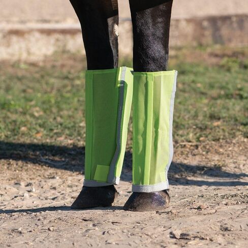 Schneiders Dura-Mesh BugGuard Horse Fly Boots | Set of 4 | Reflective Safety Strips | 1000D Poly Vinyl Mesh | Tapered Cone Fit | Color Gray | Size Medium in Kuwait