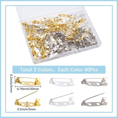 1 مربع 120pcs ظهور دبوس مسطح دبوس قفل دبابيس السلامة المشبك بروش 20 مم الذهب الفضة البلاتين البلاتين الحديد دبابيس بار مع ثقوب لعلامات الاسم شارات القاعدة المجوهرات صنع الحرف اليدوية ديي in Kuwait