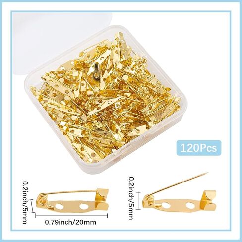 1 مربع 120pcs ظهور دبوس مسطح دبوس قفل دبابيس السلامة المشبك بروش 20 مم الذهب الفضة البلاتين البلاتين الحديد دبابيس بار مع ثقوب لعلامات الاسم شارات القاعدة المجوهرات صنع الحرف اليدوية ديي in Saudi Arabia