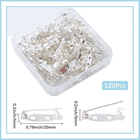 1 مربع 120pcs ظهور دبوس مسطح دبوس قفل دبابيس السلامة المشبك بروش 20 مم الذهب الفضة البلاتين البلاتين الحديد دبابيس بار مع ثقوب لعلامات الاسم شارات القاعدة المجوهرات صنع الحرف اليدوية ديي in Kuwait