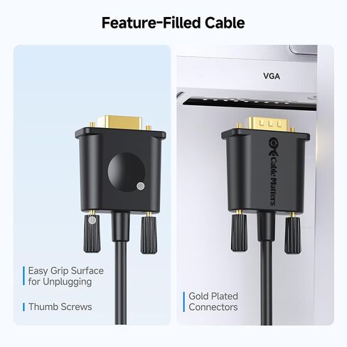 كابل يهم كابل USB C إلى VGA (كابل USB-C إلى VGA) بطول 6 أقدام - منفذ Thunderbolt 4 / USB4 / Thunderbolt 3 متوافق مع MacBook Pro وDell XPS 13 و15 وHP Spectre x360 وSurface Pro وYoga 910 والمزيد in Saudi Arabia