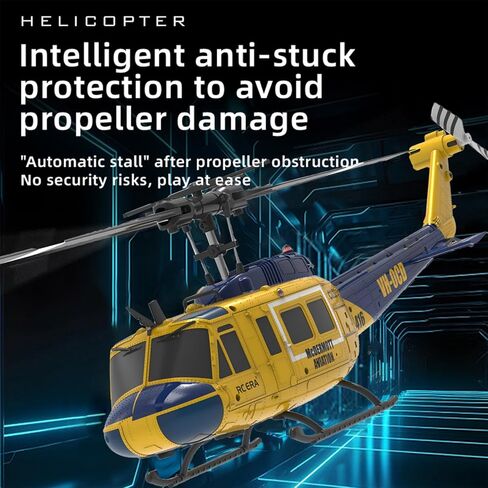 RC ERA C032 UH-1 Huey Helicopter - Remote Control Helicopters for Adult, 1/48 Sacle 2.4G 6CH Gyro Stabilized Aircraft with Altitude Hold & Optical Flow,3D Stunt Drone (Yellow) in Saudi Arabia
