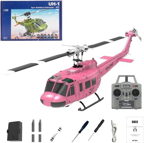 RC ERA C032 UH -1 Huey طائرات هليكوبتر - مروحيات التحكم عن بُعد للبالغين ، 1/48 SACLE 2.4G 6CH GYRO ALACRAFT مع تعليق الارتفاع والتدفق البصري ، طيور النسيج ثلاثية الأبعاد (أصفر) in Kuwait