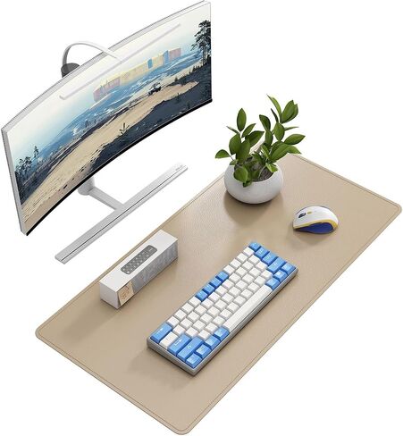Dawntreres Desk Mat Protector ، Pu Leather Captop Pad ، Non Slip ، 23.6 "× 13.8" وسادة الماوس الكبيرة وحصيرة لوحة المفاتيح ، وسادة كتابة مقاومة للماء للمكتب والمنزل (أسود) in Saudi Arabia