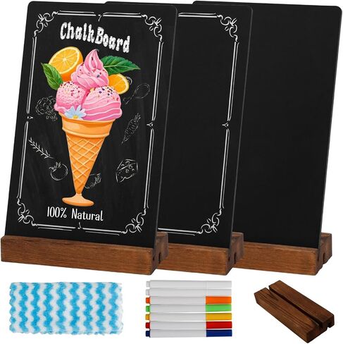 3Pcs Pre-Printed Border Chalkboard Signs with Stand, 5"x 8" Mini Tabletop Chalk Board Menu Buffet Display, Double Sided Message Chalkboard for Coffee Bar Sign Wedding Decor - Vintage in Saudi Arabia