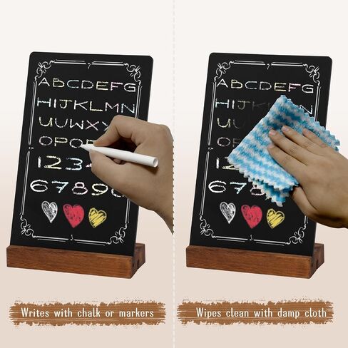 3Pcs Pre-Printed Border Chalkboard Signs with Stand, 5"x 8" Mini Tabletop Chalk Board Menu Buffet Display, Double Sided Message Chalkboard for Coffee Bar Sign Wedding Decor - Vintage in Saudi Arabia
