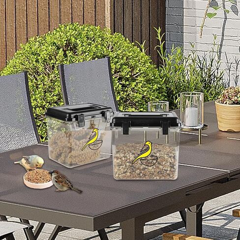 Bird Seed Storage Container,Airtight Bird Food Container-5.2L,Birds Seed Containers with Scoop,Pet Food Storage Containers for Wild Birds Seeds Dispenser Storing Sunflower Seeds in Saudi Arabia