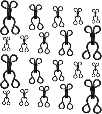 Lilaly 100 Sets 5 Size Blcak Hooks and Eyes for Sewing,Hook and Eye Closures for Clothing Replacement,for Clothing, Sewing DIY Craft(11.5mm,12.5mm,14mm,17mm,22mm) in Saudi Arabia