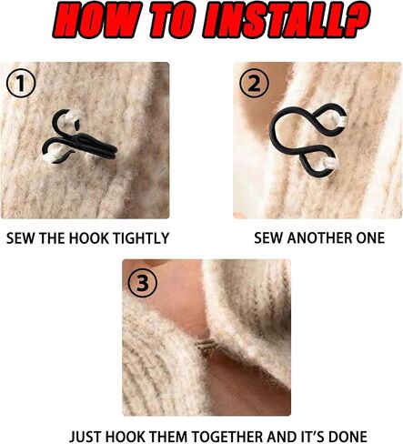 Lilaly 100 Sets 5 Size Blcak Hooks and Eyes for Sewing,Hook and Eye Closures for Clothing Replacement,for Clothing, Sewing DIY Craft(11.5mm,12.5mm,14mm,17mm,22mm) in Saudi Arabia
