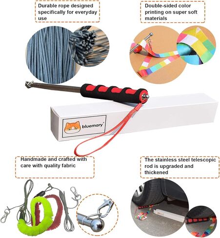 Bluemary 2 Cat Wand Toys & 4 Rainbow Feather String Toys - Engaging Interactive Play for Indoor Kittens and Cats - Ideal for Fun Exercise in Saudi Arabia