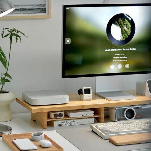 Bamboo Dual Monitor Stand Riser Natural, 2-Tier Desk Monitor Riser for 2 Monitors, Supports for PC Computer Monitor, Printer, Heavy TV Riser up to 300 lbs in Saudi Arabia