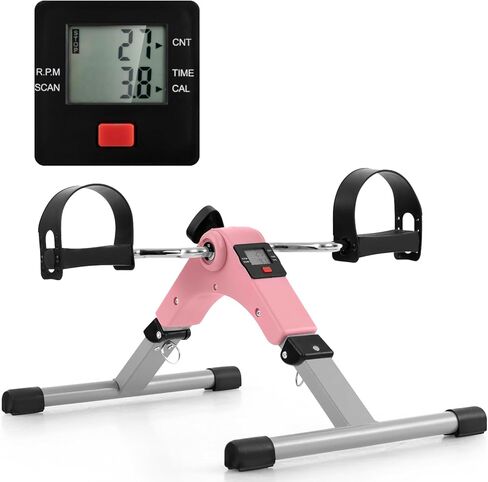 دراجة تمرين صغيرة من Goplus، قابلة للطي تحت المكتب، جهاز تمرين دواسة الدراجة لكبار السن مع مقاومة قابلة للتعديل، دراجة مكتبية خفيفة الوزن للقدم في الأماكن المغلقة مع شاشة LCD إلكترونية للذراعين والساقين in Kuwait