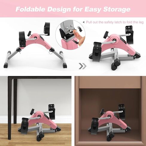 دراجة تمرين صغيرة من Goplus، قابلة للطي تحت المكتب، جهاز تمرين دواسة الدراجة لكبار السن مع مقاومة قابلة للتعديل، دراجة مكتبية خفيفة الوزن للقدم في الأماكن المغلقة مع شاشة LCD إلكترونية للذراعين والساقين in Kuwait