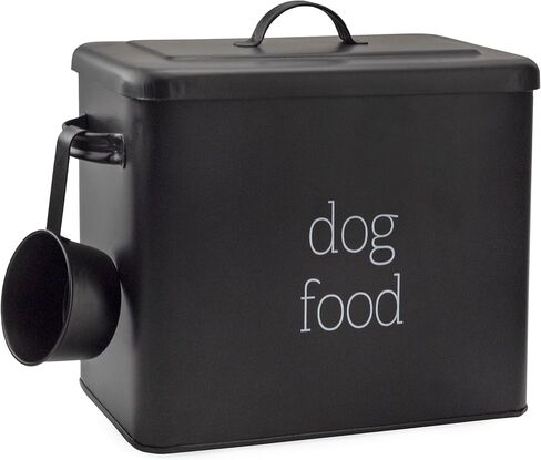 AuldHome Design Retro Dog Food Canister (Black); Modern Farmhouse Style Storage Bin for Pet Food in Kuwait
