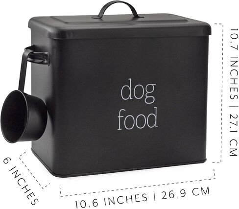AuldHome Design Retro Dog Food Canister (Black); Modern Farmhouse Style Storage Bin for Pet Food in Kuwait