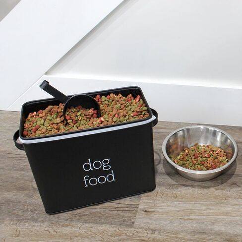 AuldHome Design Retro Dog Food Canister (Black); Modern Farmhouse Style Storage Bin for Pet Food in Kuwait