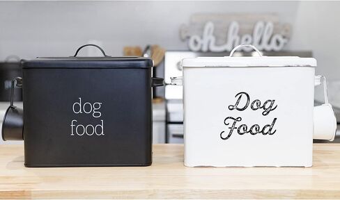 AuldHome Design Retro Dog Food Canister (Black); Modern Farmhouse Style Storage Bin for Pet Food in Kuwait