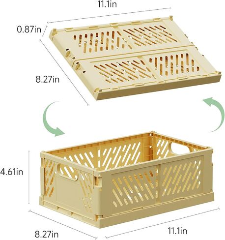 2-Pack Collapsible Plastic Storage Baskets for Organizing, Stackable Storage Bins - Space-Saving for Classroom, Kitchen, Bathroom, Office & Bedroom,Foldable Crates (white,16.89 x 6.46 x 11.54in) in Saudi Arabia